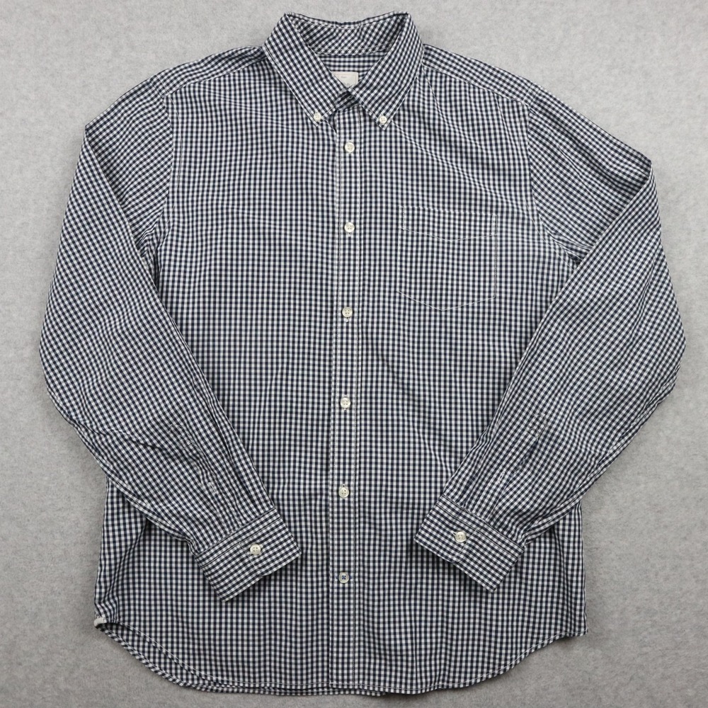 Gap Shirt Mens Large Lived-In Casual Pocket Button Up Blue Gingham Long Sleeve